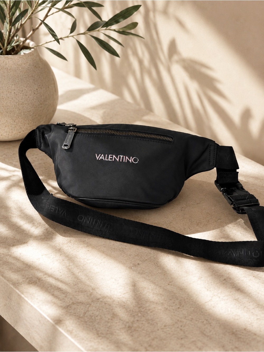 Valentino Black Nylon Crossbody Belt Bag